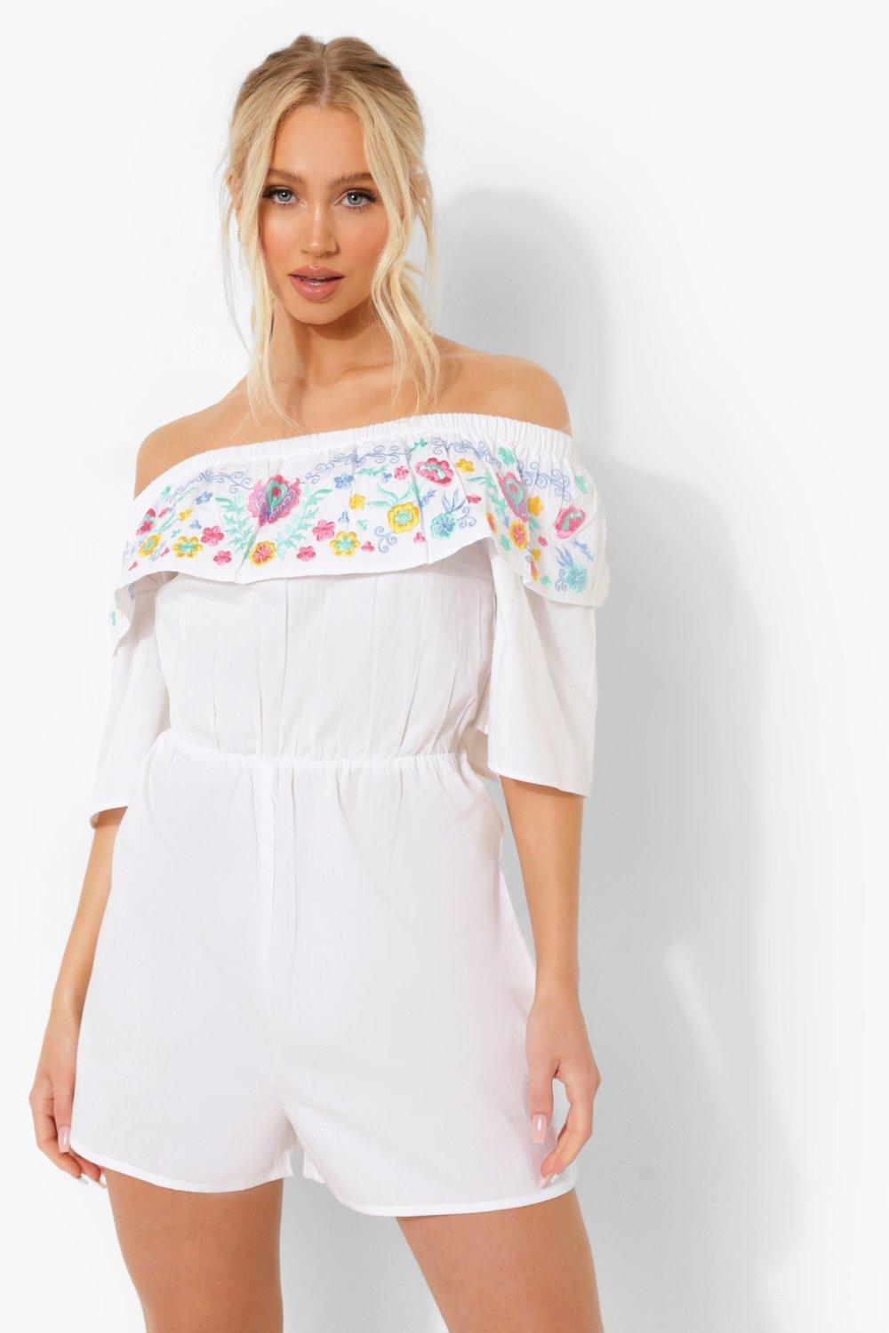 white bardot playsuit