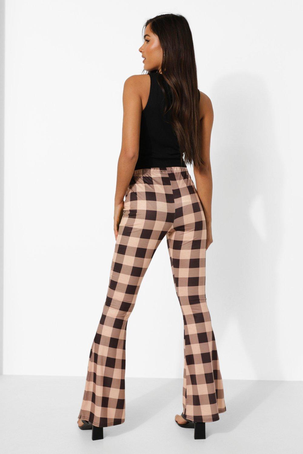 Pantalon flare carreaux clearance