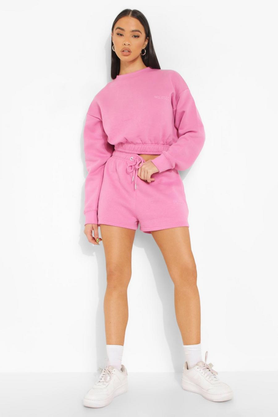 Pink Cropped Sweater Short Tracksuit image number 1