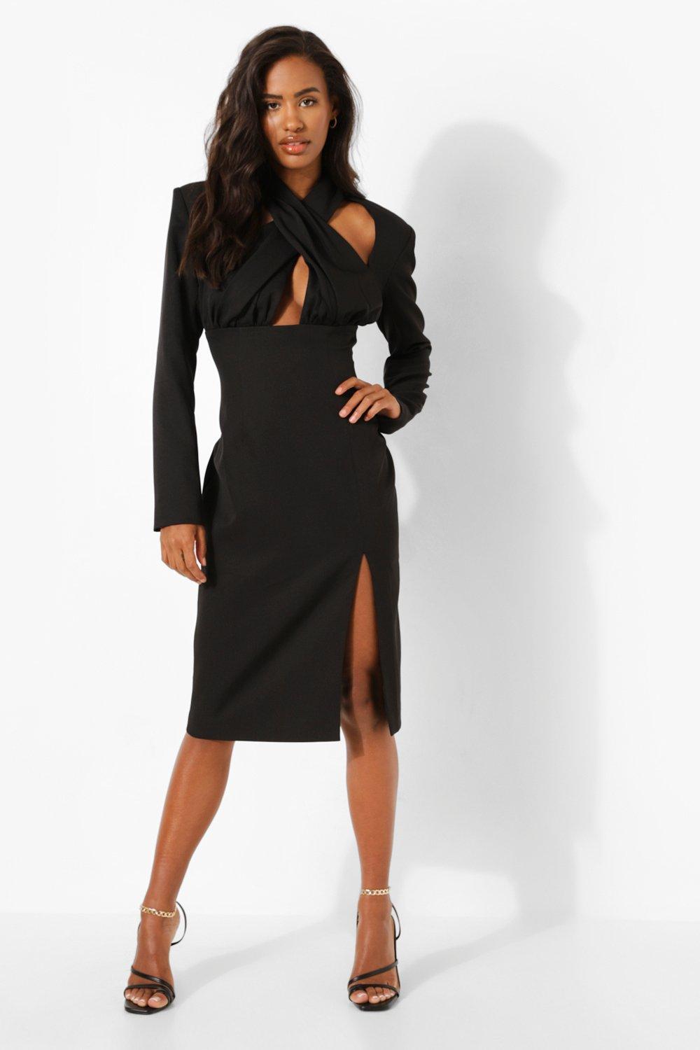 Halter neck 2024 dress boohoo