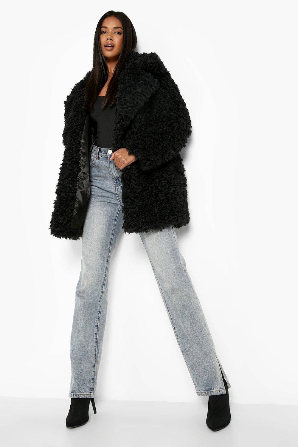 boohoo manteau fausse fourrure