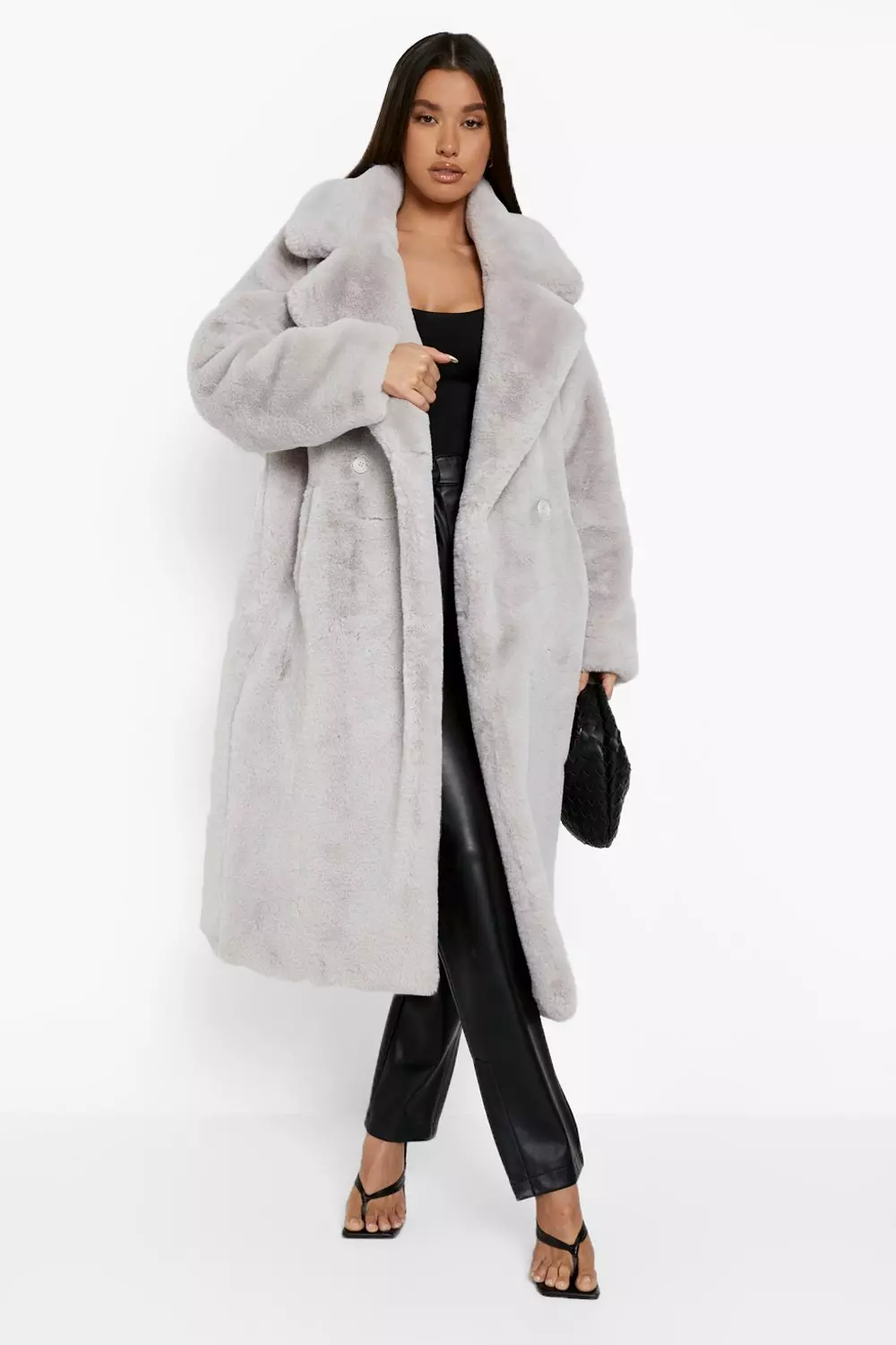 Faux fur outlet longline coat