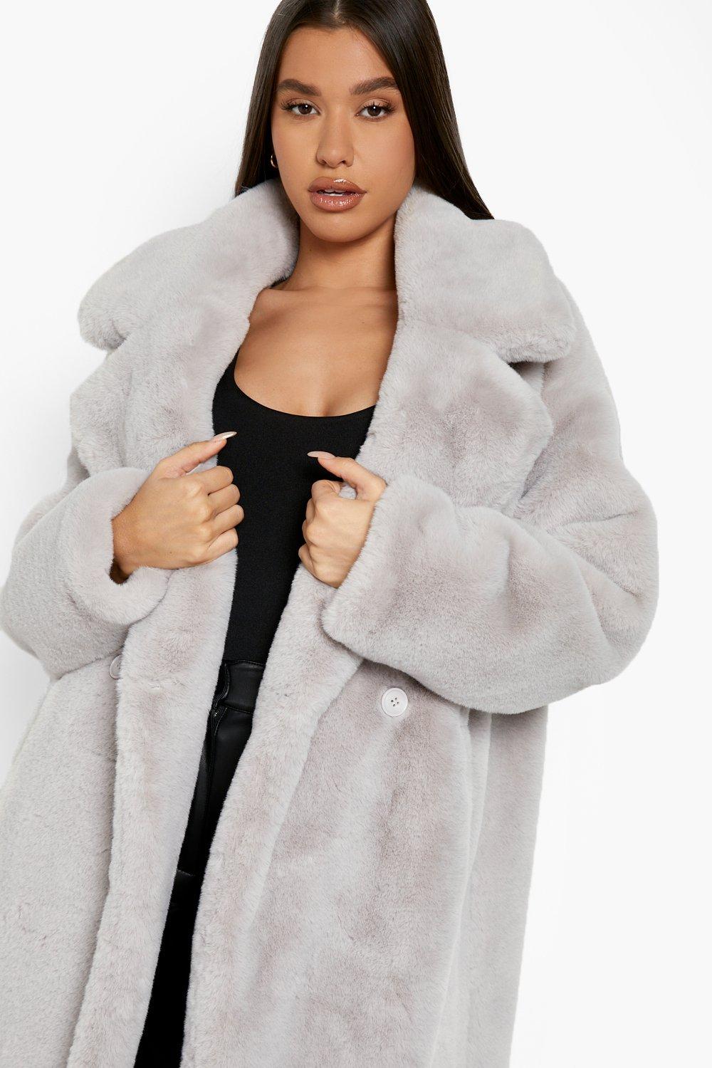 boohoo Women's Luxe Faux Fur Longline Coat