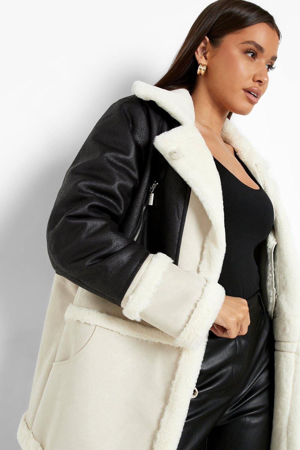 Boohoo faux fur hot sale aviator jacket