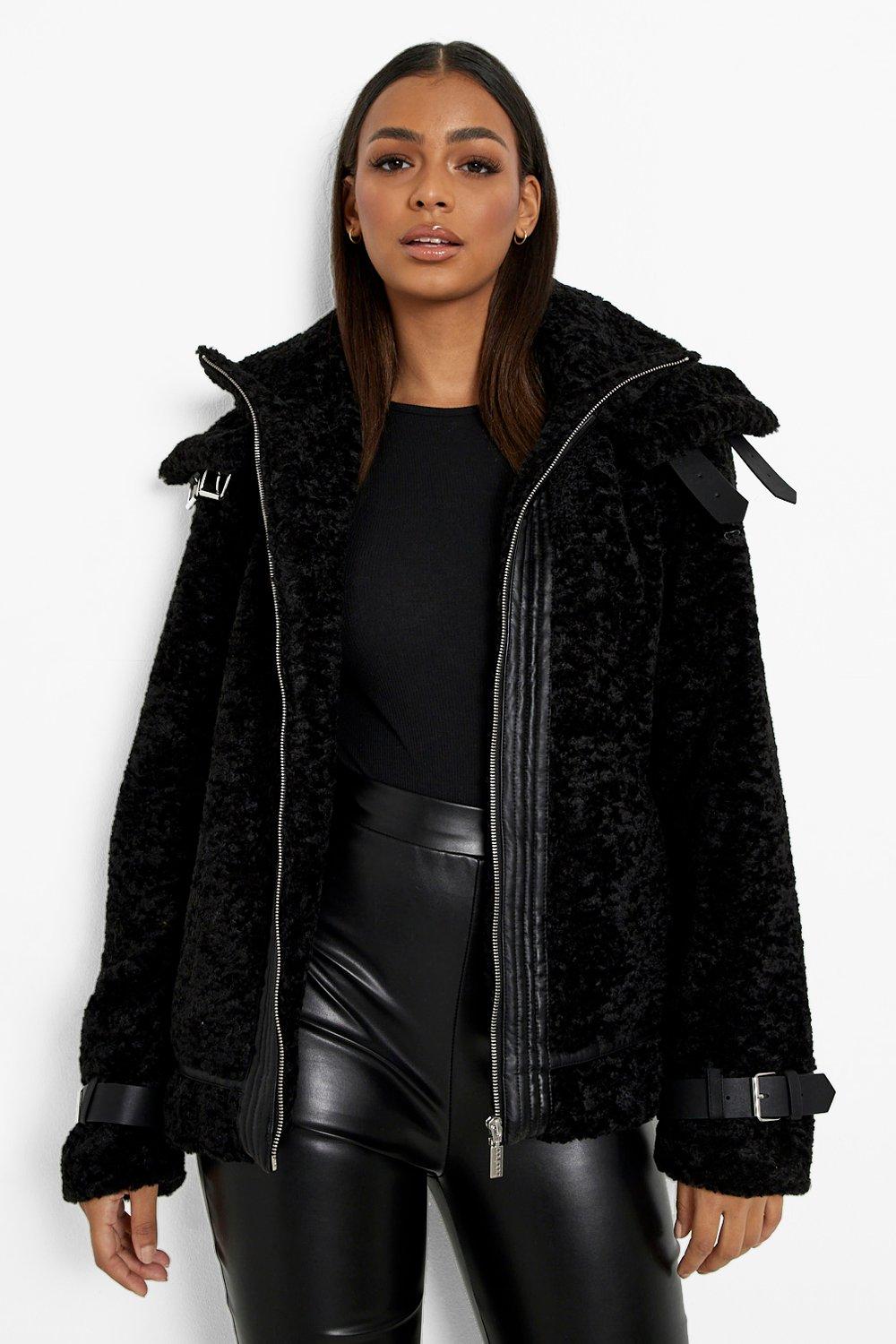 Boohoo teddy clearance faux fur aviator