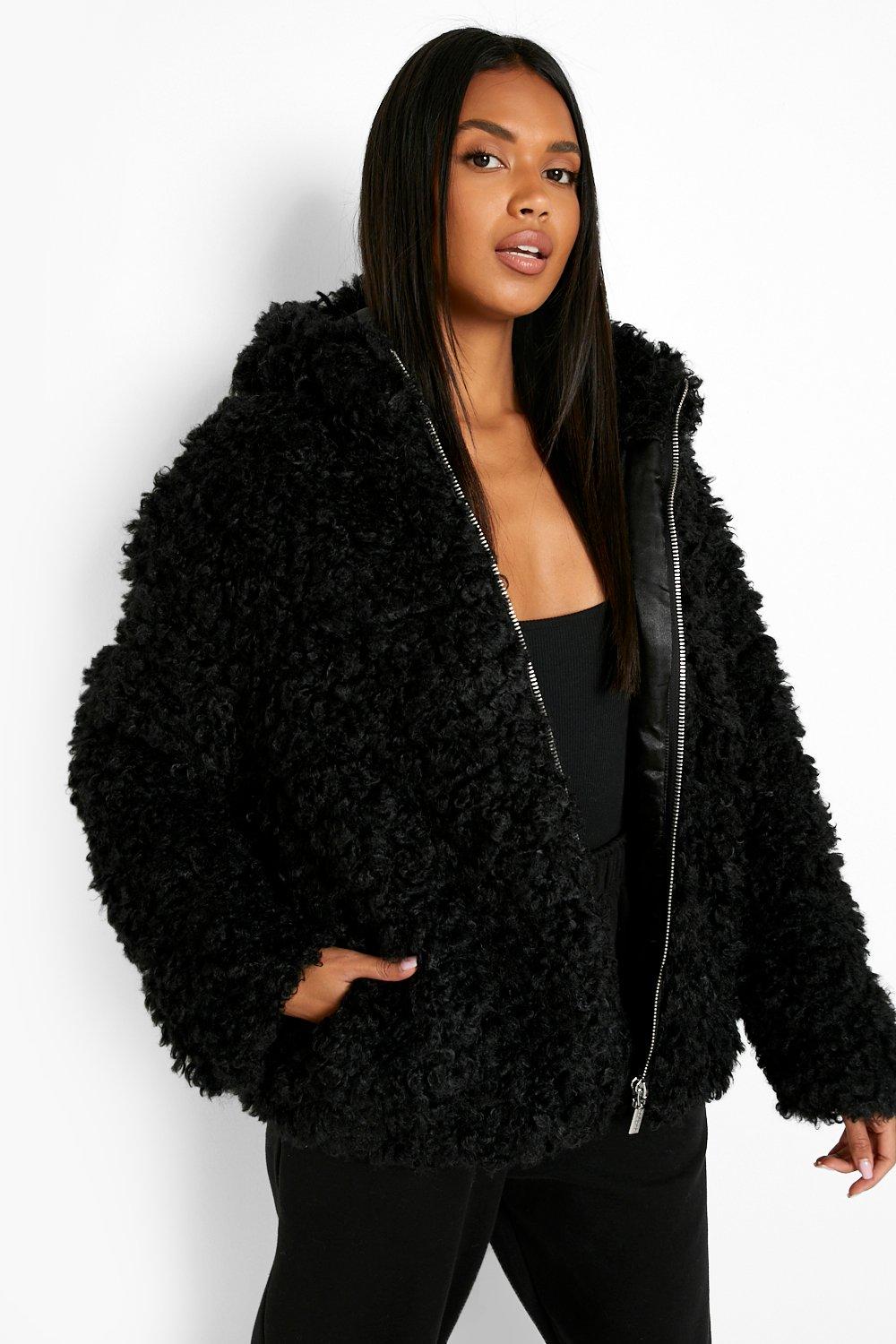 Teddy faux fur outlet jacket black