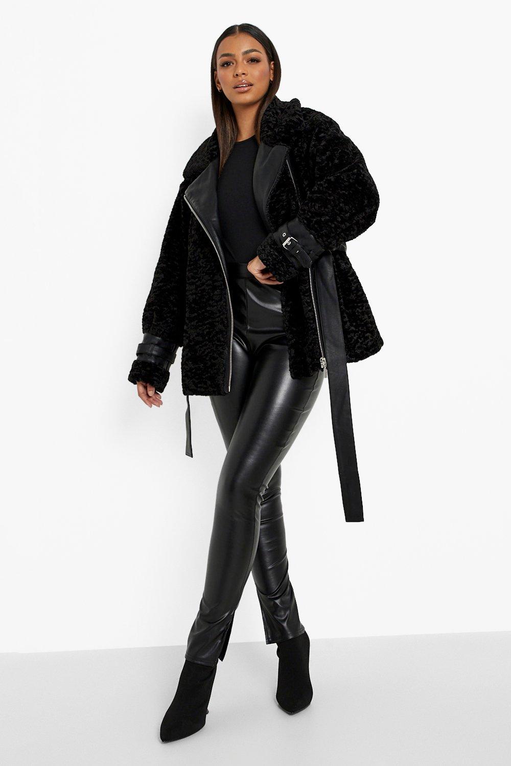 black fur aviator jacket