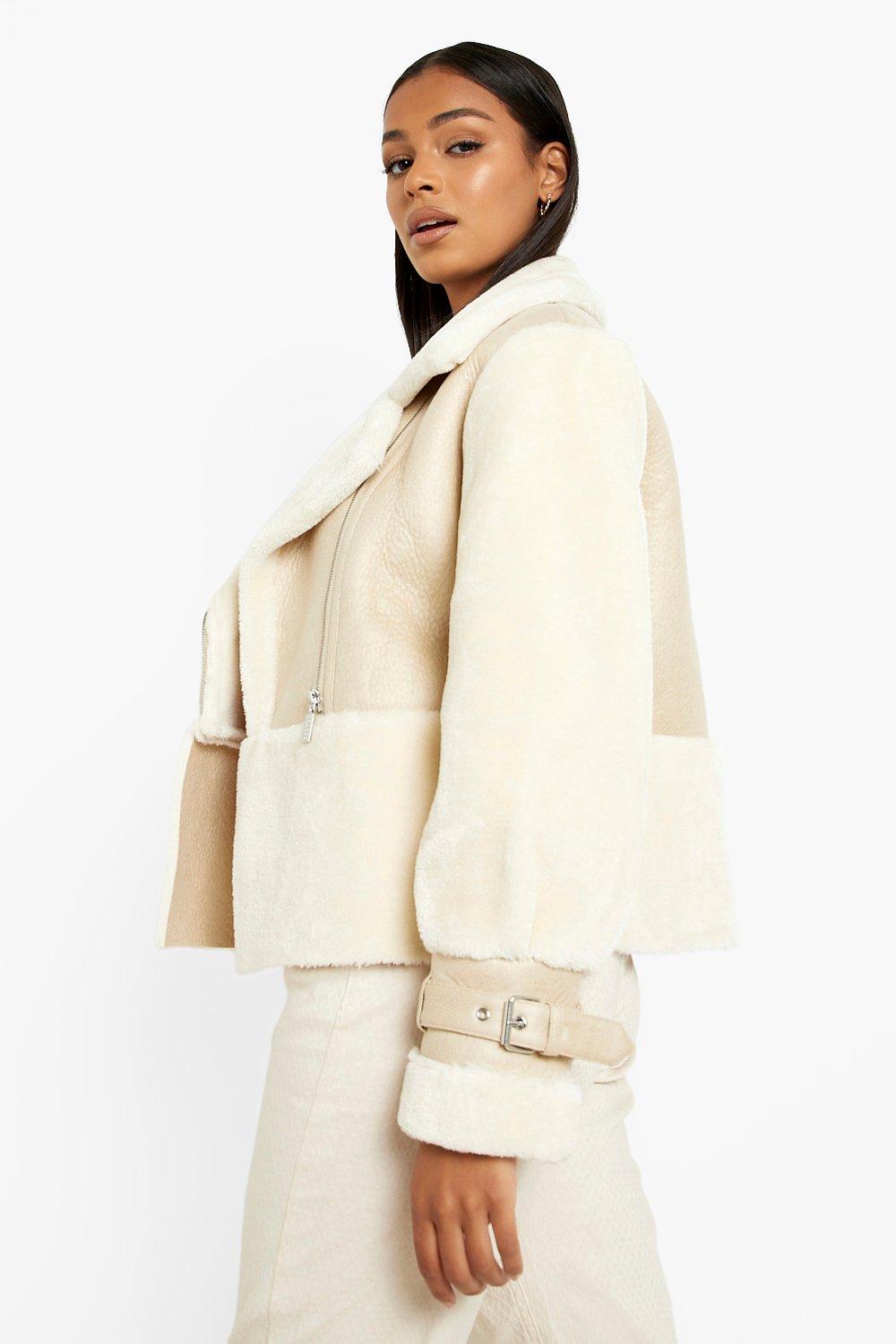 Boohoo faux outlet fur aviator jacket