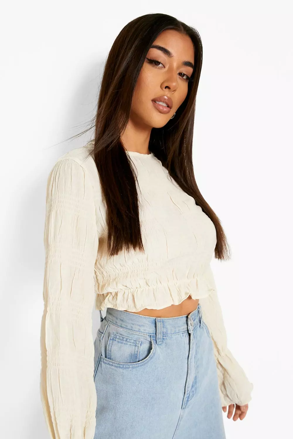 August White Plisse Crop Top