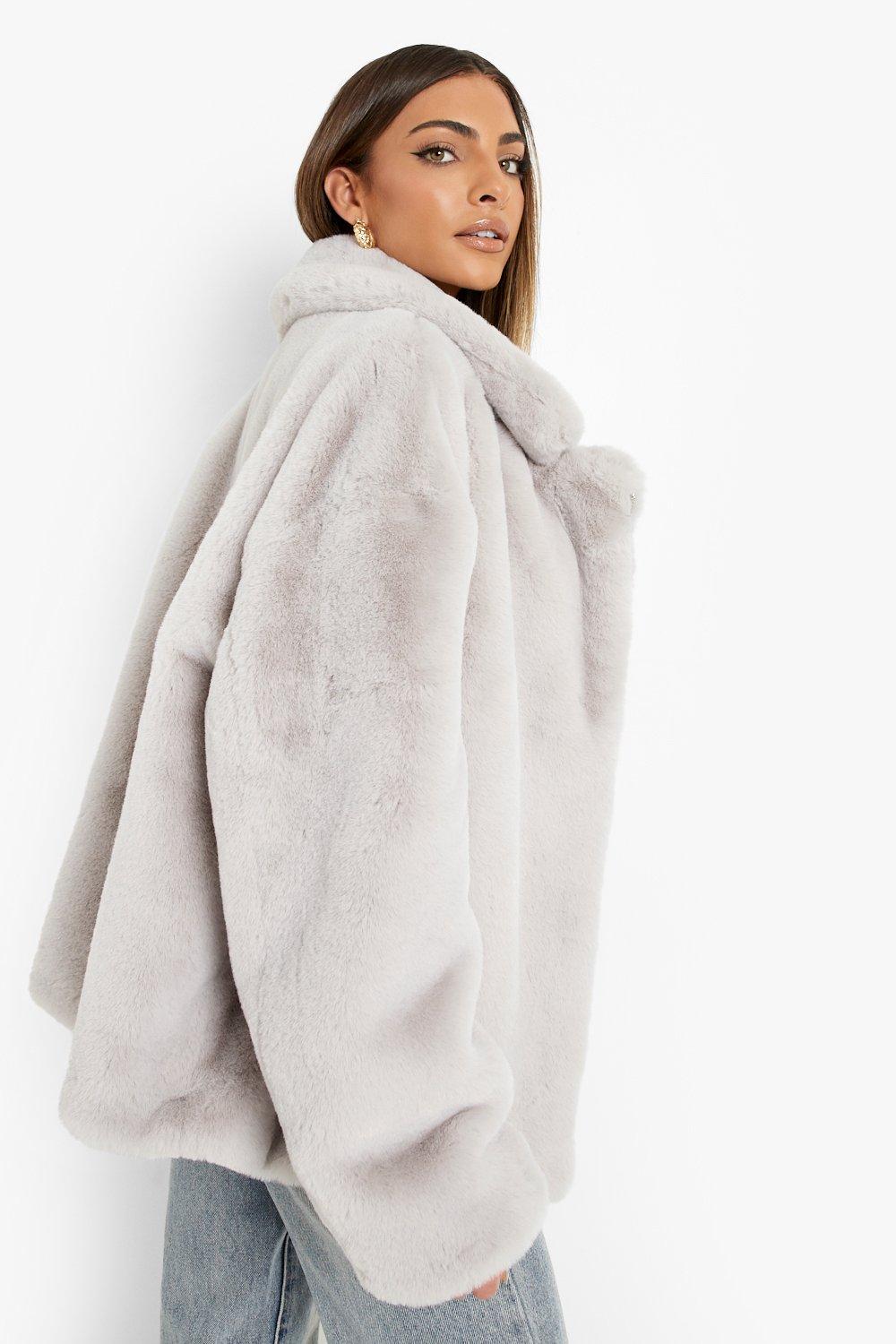 Hooded faux clearance fur coat boohoo