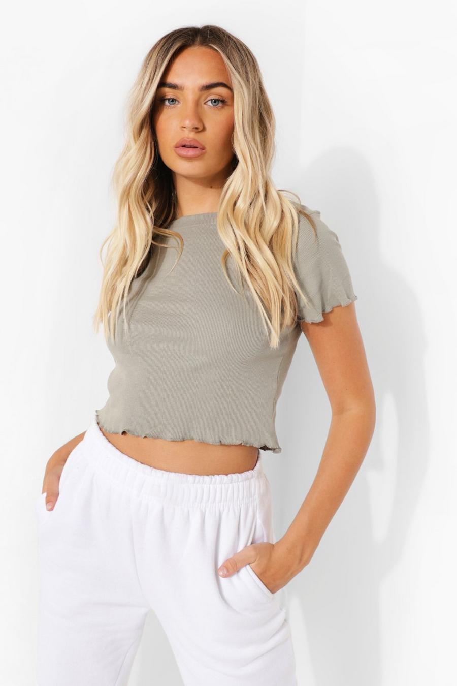 Basic Roll Sleeve White Crop Top Tops PrettyLittleThing