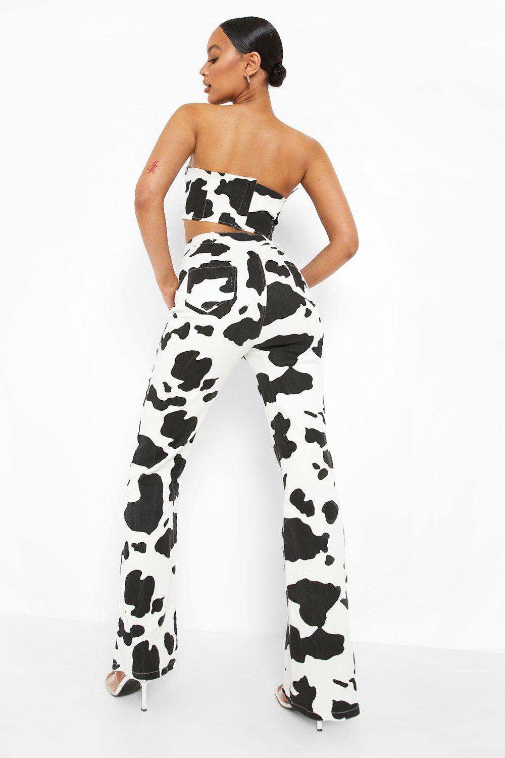 jeans with cow print