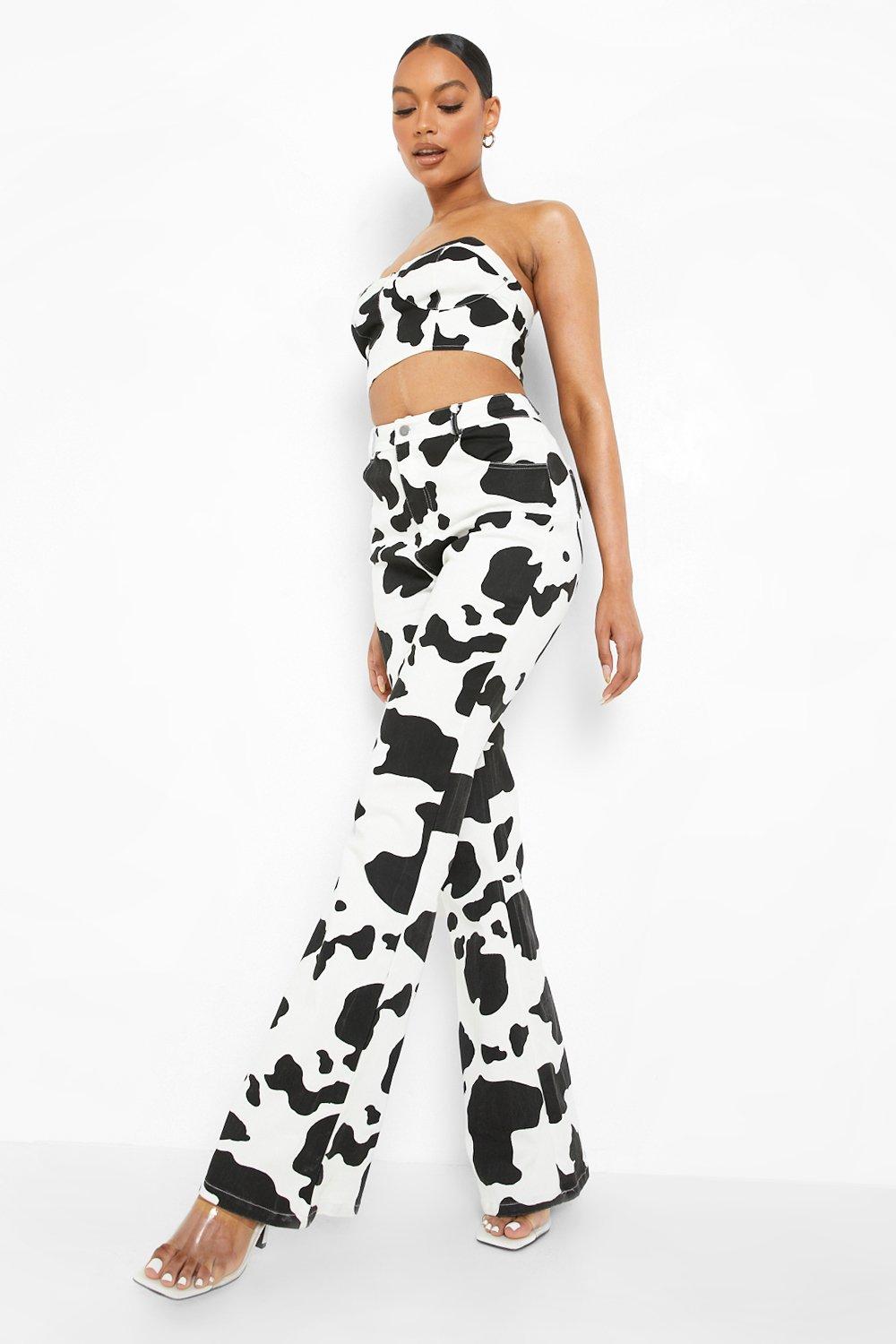 Cow Print Flare Pants