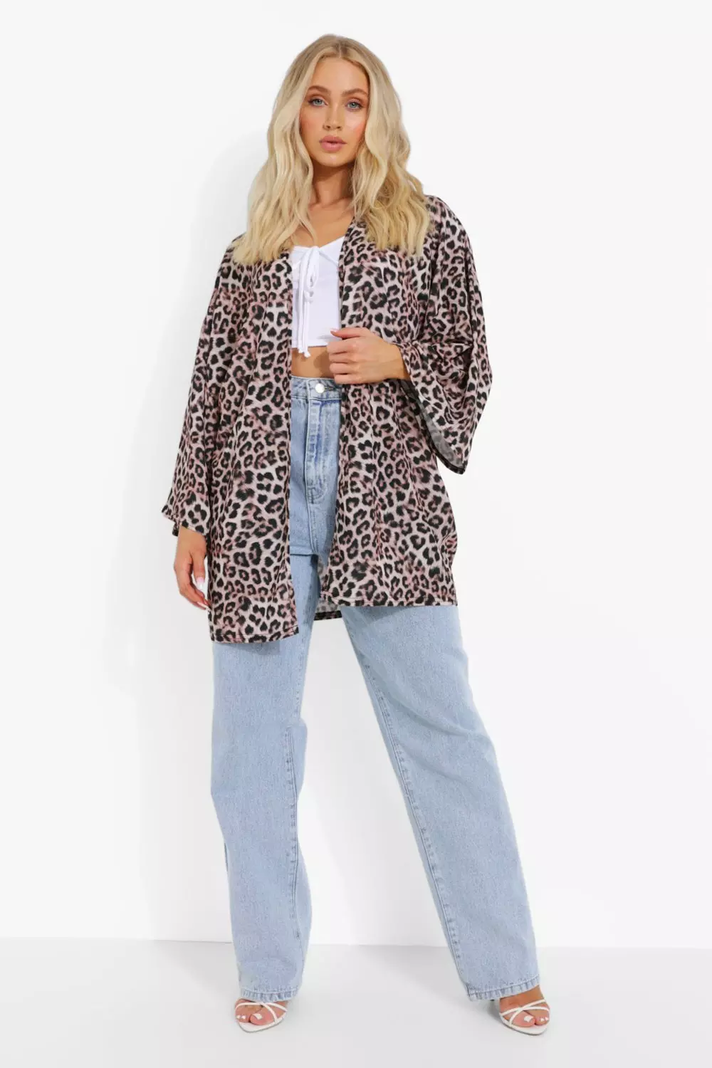 Natural Leopard Print Kimono alternative image