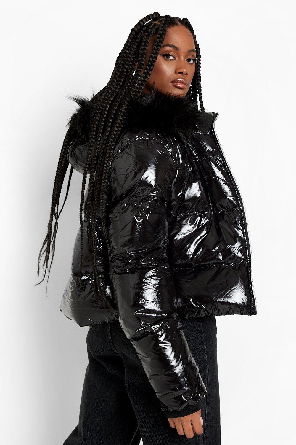 Vinyl puffer jacket on sale topshop