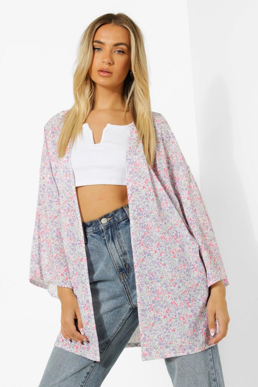 Lilac Ditzy Floral Kimono image number 1