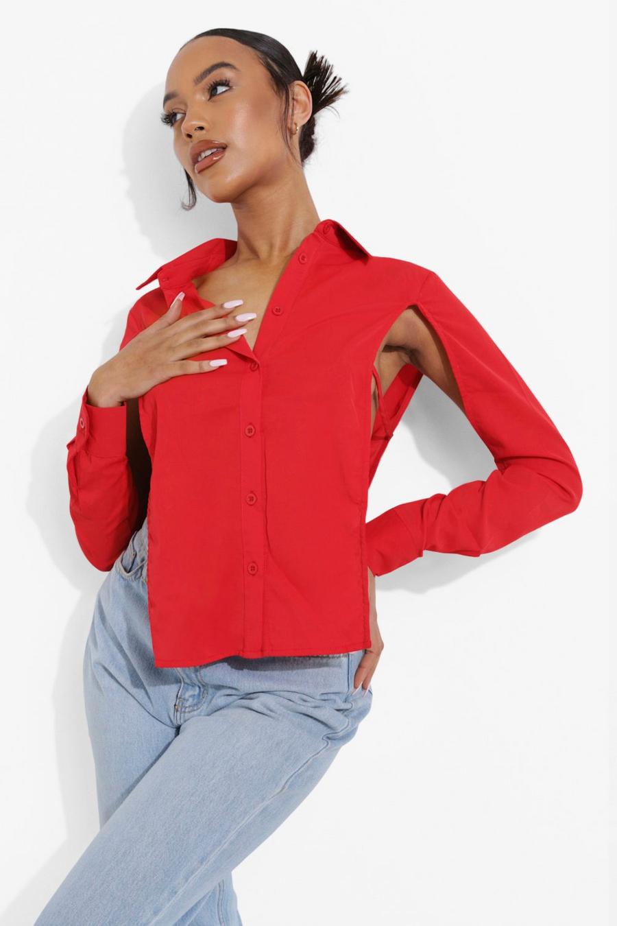 Red Backless Tie Shirt image number 1