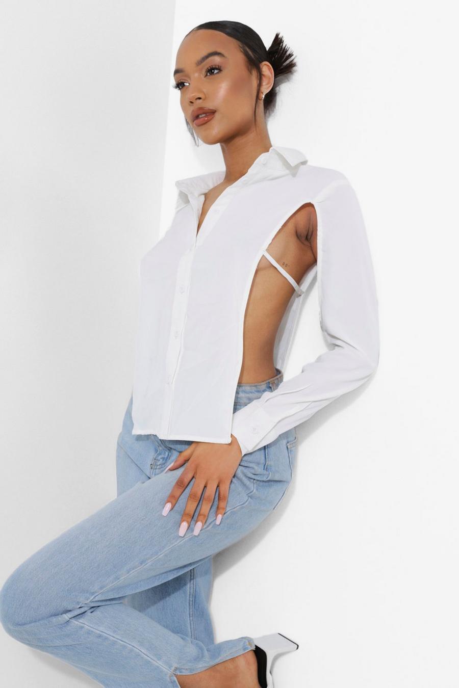 White Backless Tie Shirt image number 1