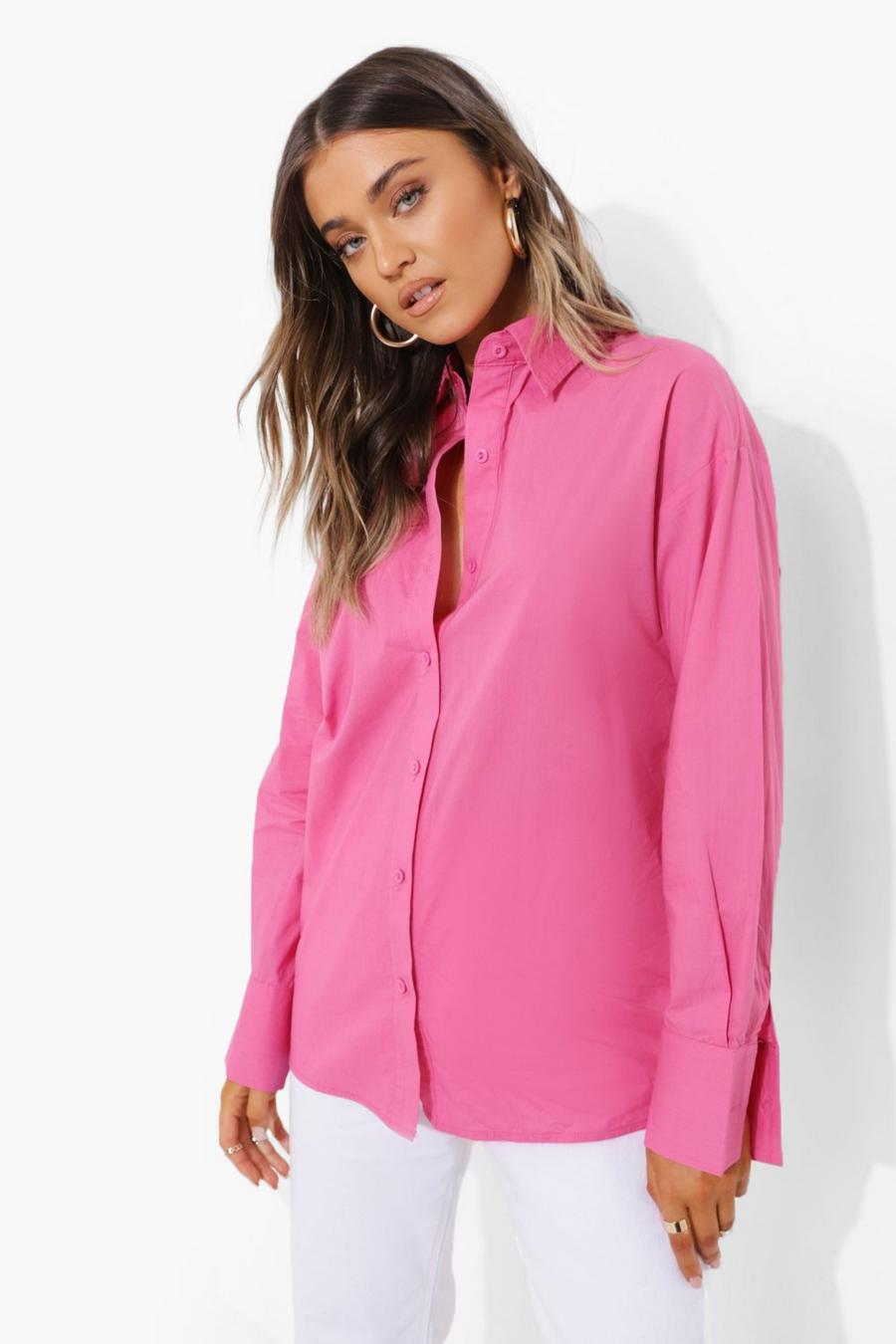 Bright pink Knot Back Oversized Shirt image number 1