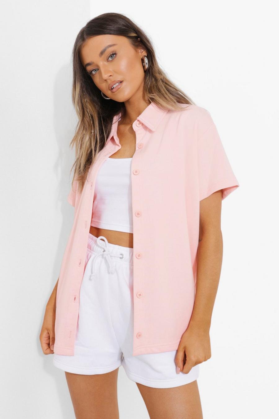 Baby pink Towel Oversized Shirt image number 1