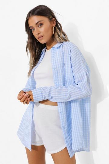 Gingham Oversized Shirt blue