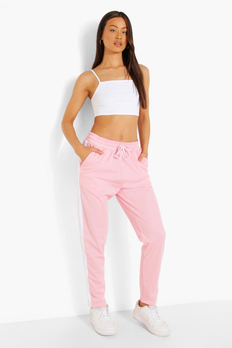 Pink Tricot Tape Detail Joggers image number 1
