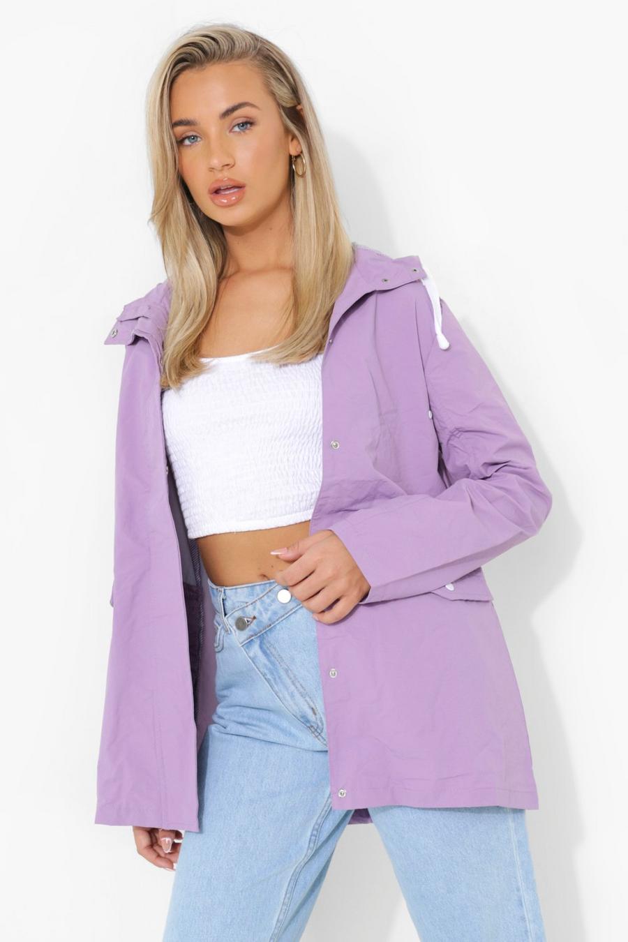 Lilac Hooded Contrast Trim Mac image number 1