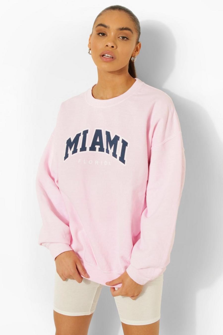 Überfärbtes Oversize Miami Sweatshirt, Light pink image number 1