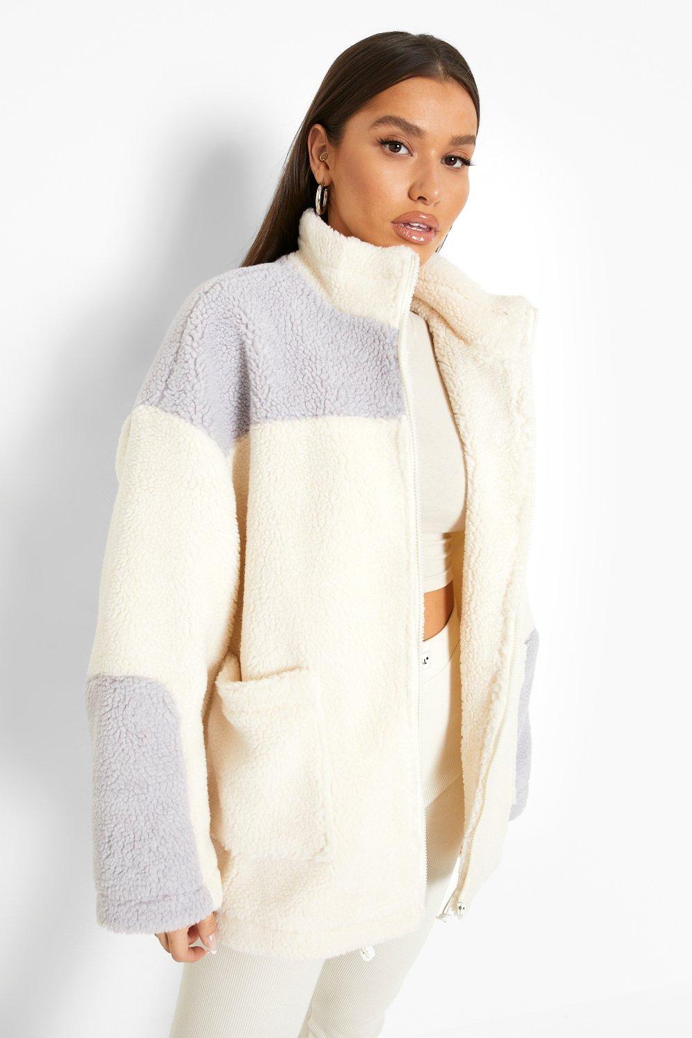 Colorblock Borg Branded Jacket