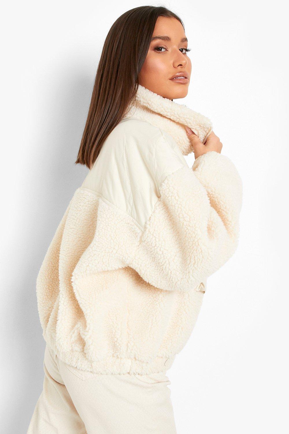 Boohoo quilted faux fur on sale jacket