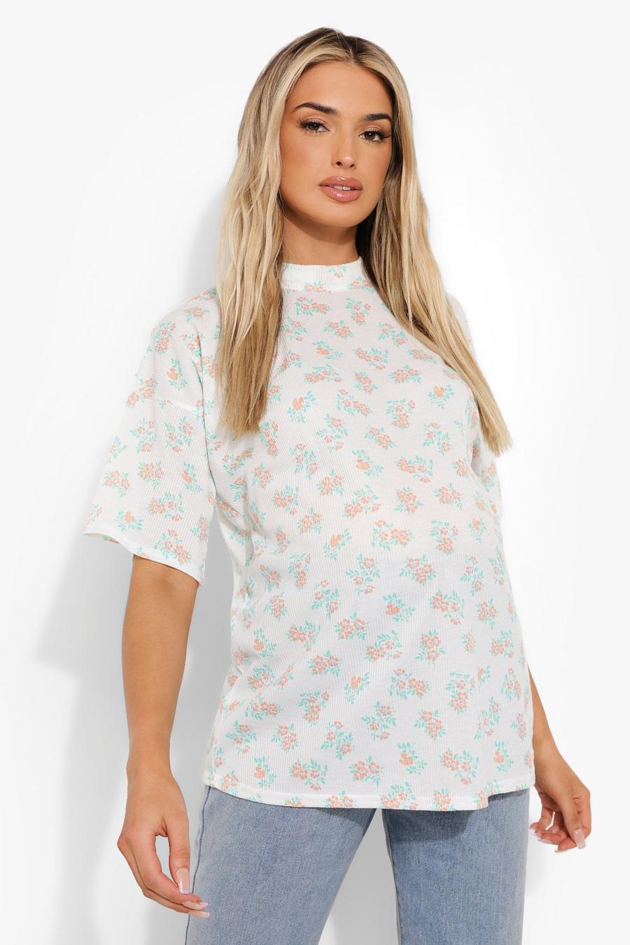 Maternité - T-shirt oversize à fleurs, White image number 1