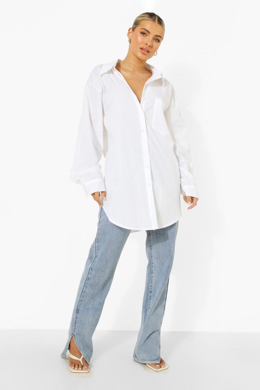 Ivory Oversize skjorta i bomullspoplin image number 1