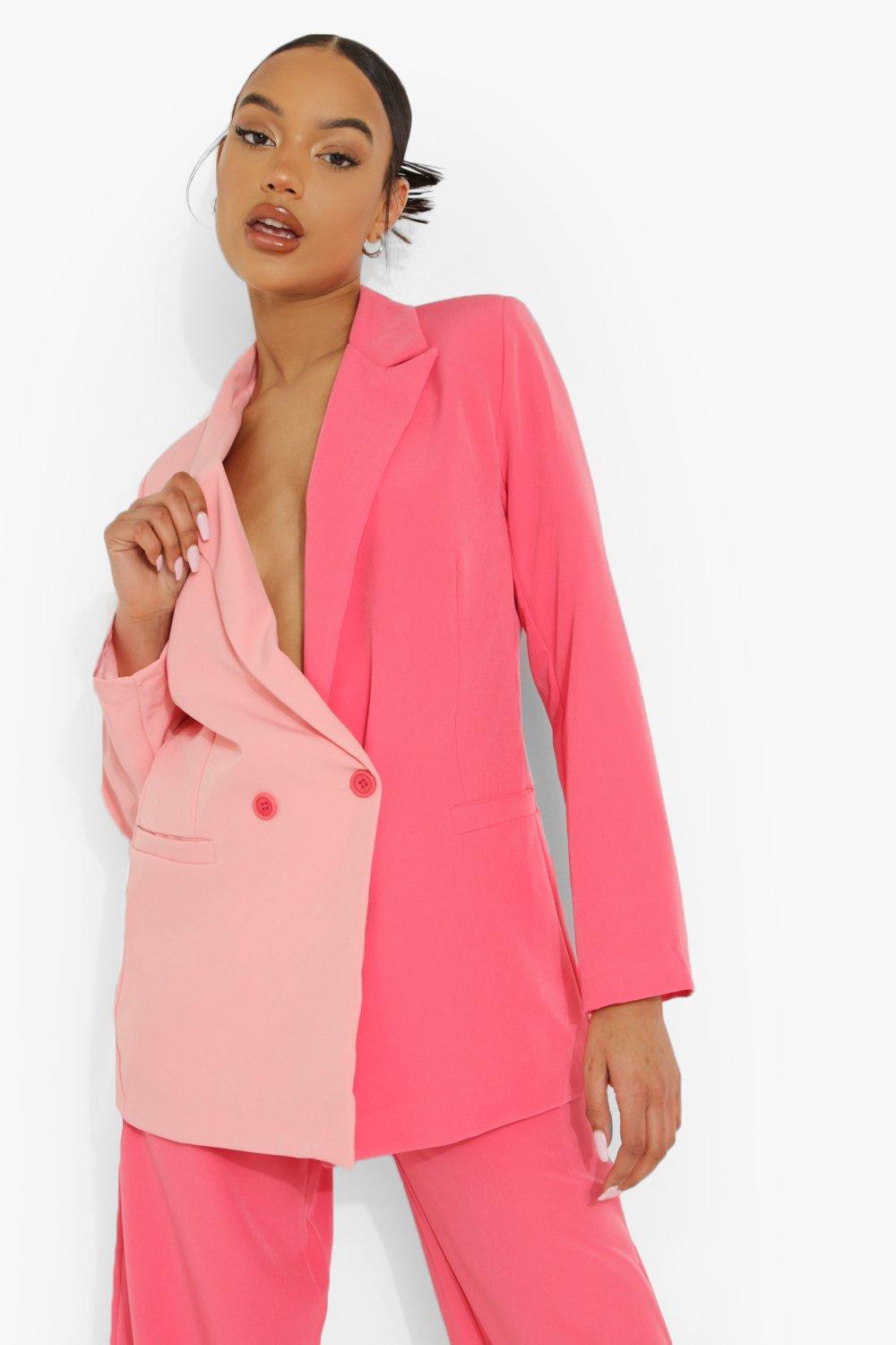 Hot Pink Blazer  Color blocking outfits, Hot pink blazers, Pink