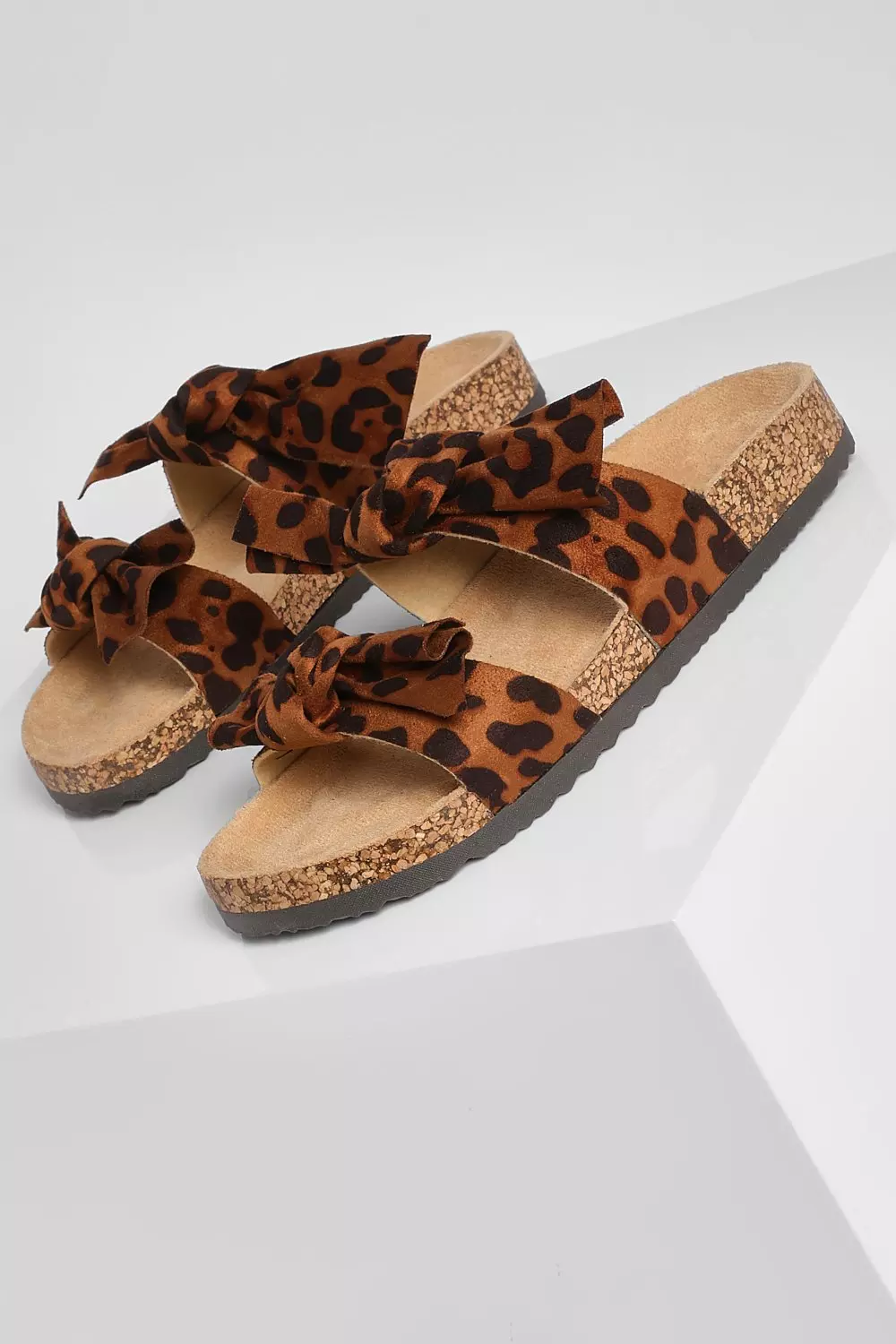 Leopard print bow store sliders