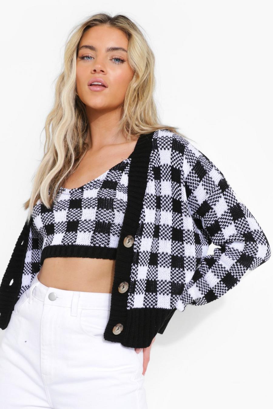 Black Gingham Knitted Twinset Co-ord image number 1
