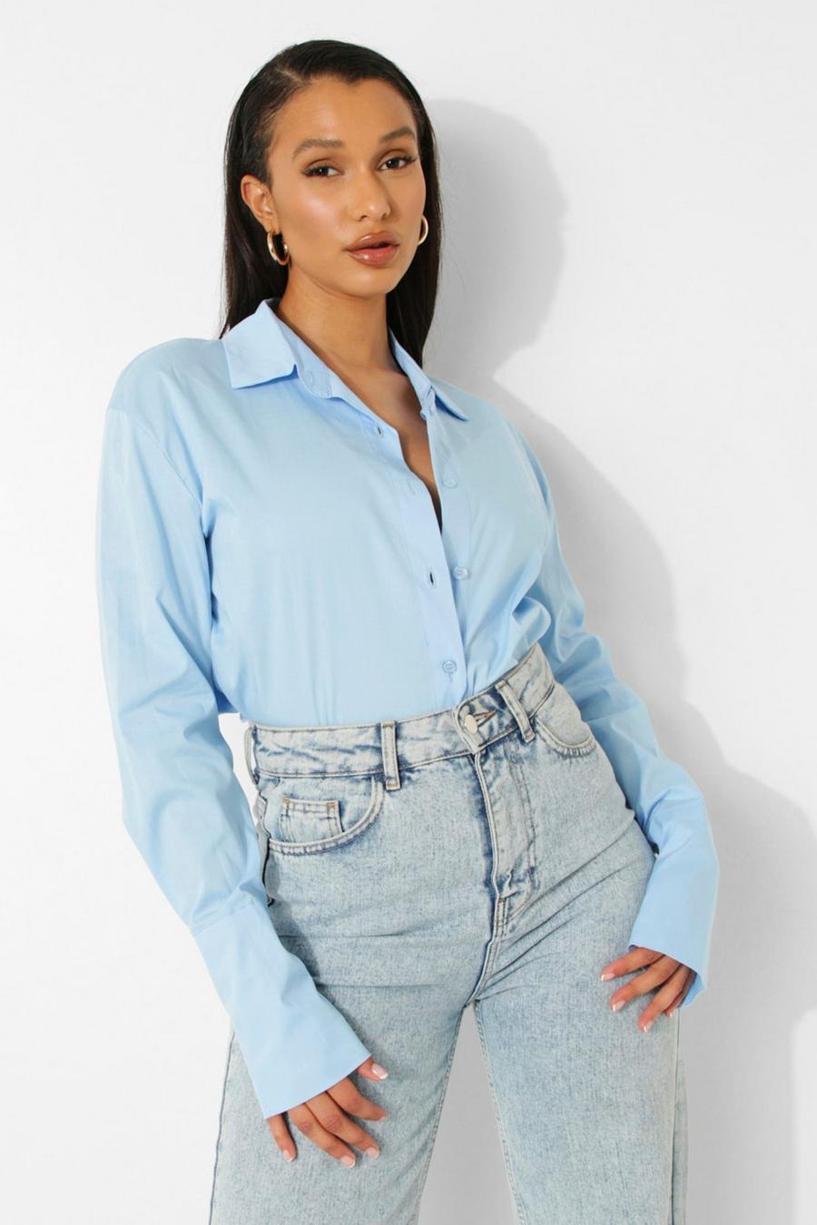 Blue Relaxed Fit Cotton Poplin Shirt image number 1