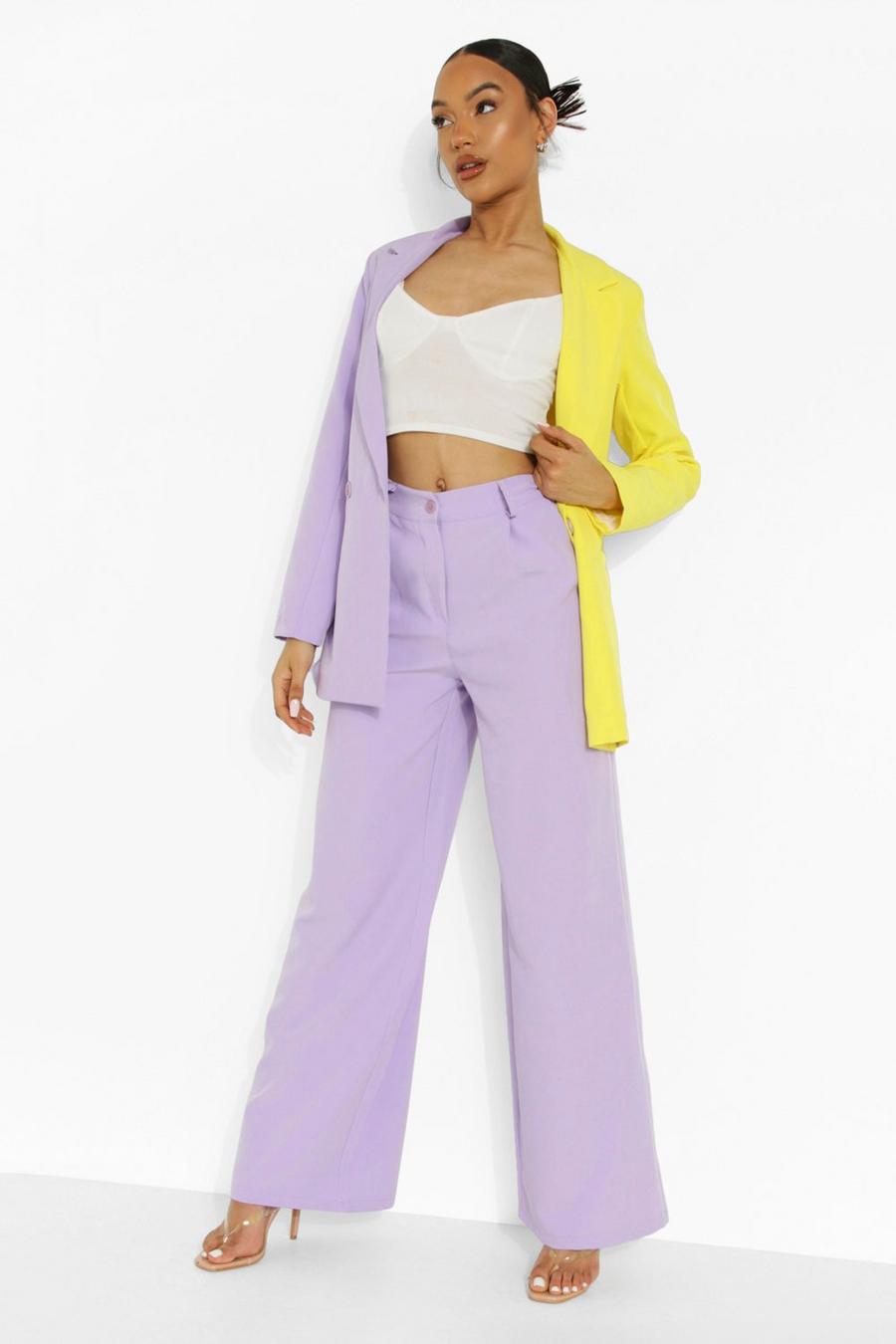 Lilac Wide Leg Tailored Trousers image number 1