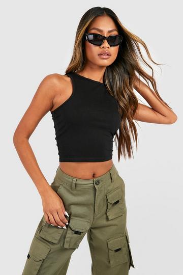 Basic Racer Crop Top black