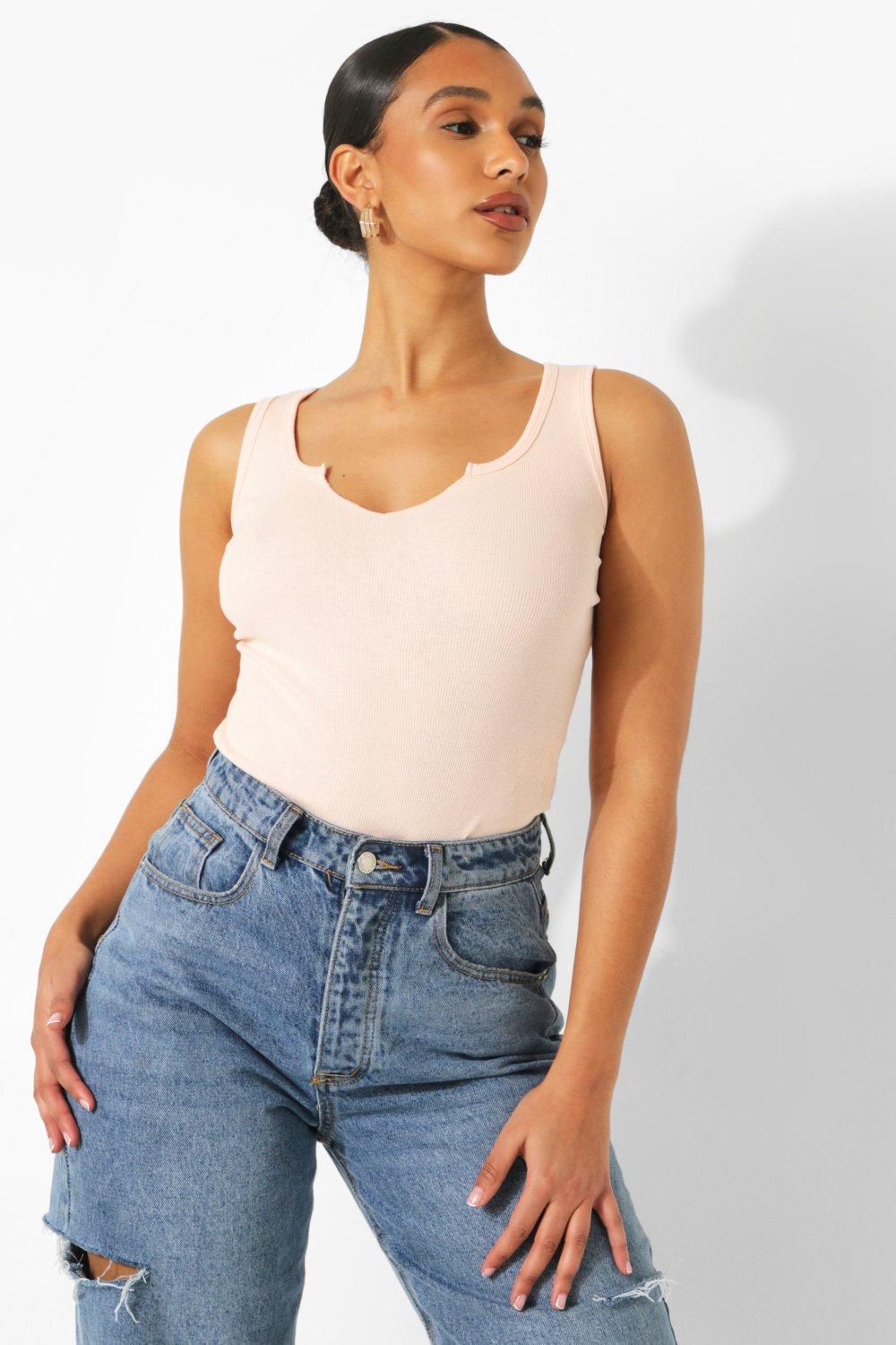 Buy Boohoo Notch Neck Sleeveless Bodysuit Top In Blush