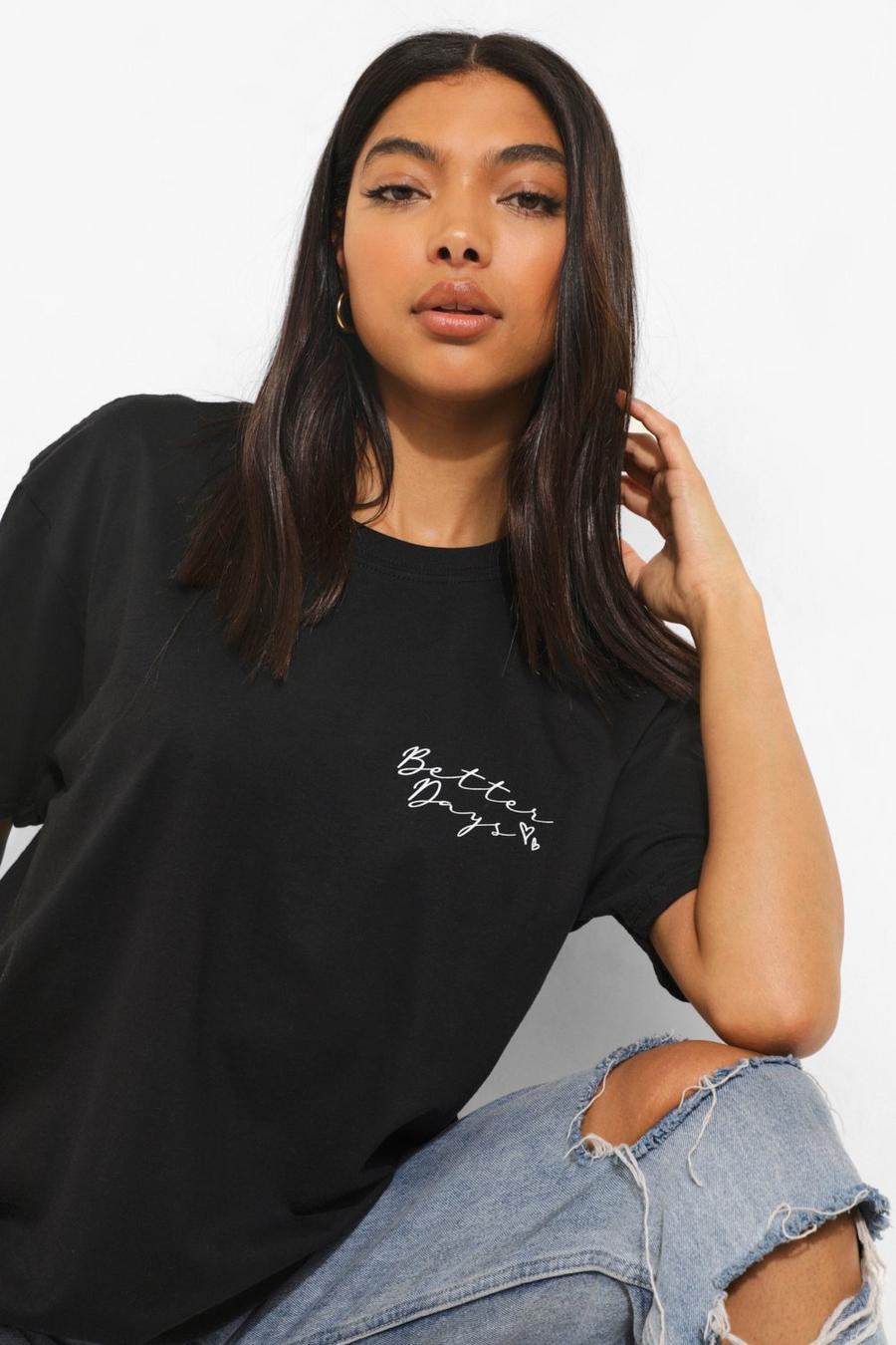 Black Tall Oversized Better Days T-Shirt image number 1