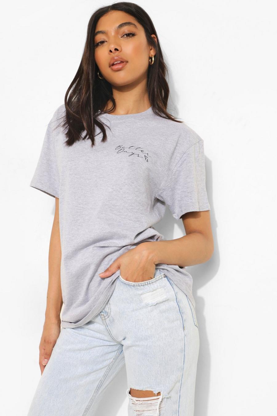 Tall T-Shirt in Übergröße mit „Better Days“-Print , Grau image number 1