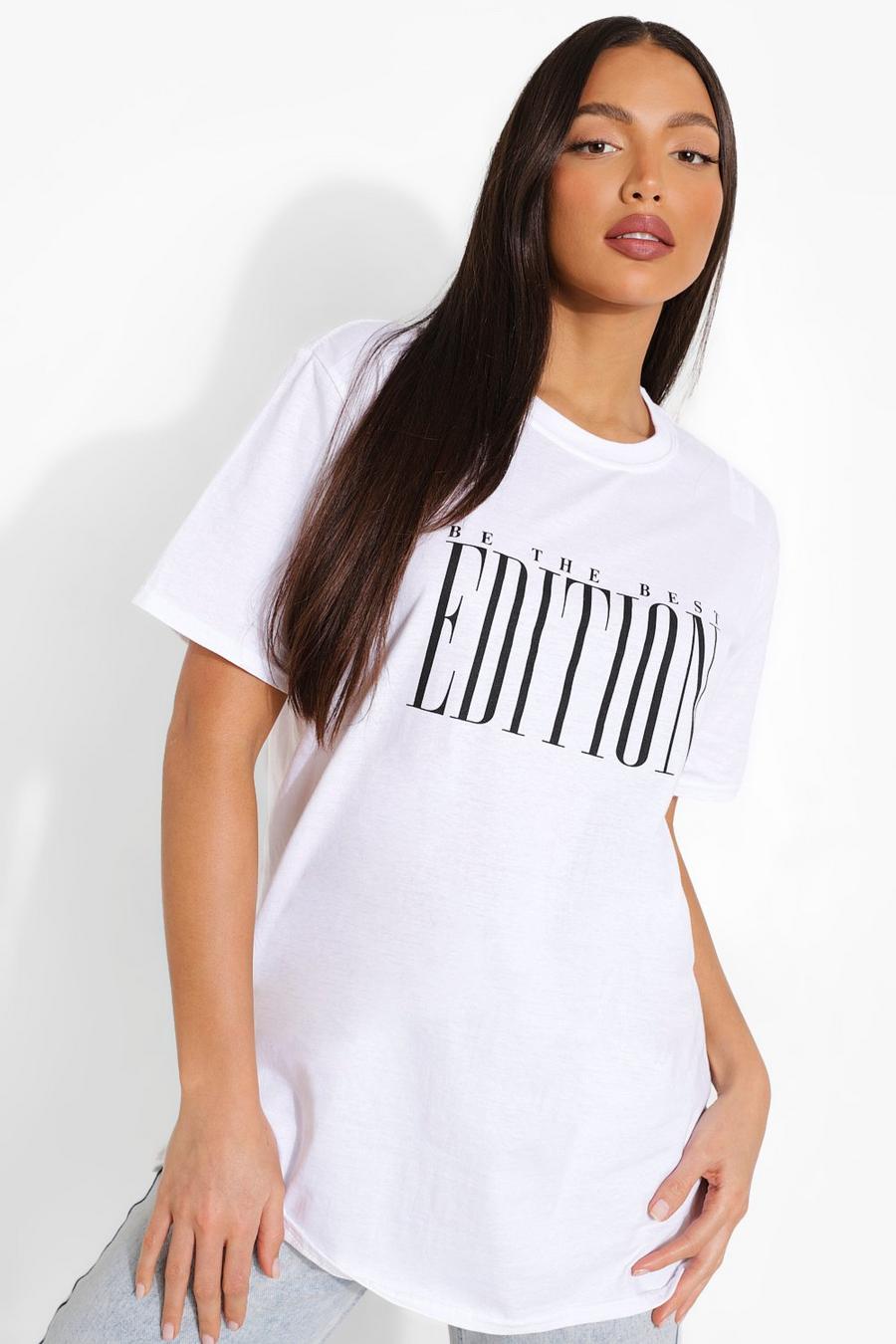 T-shirt Tall oversize con scritta Be The Best Edition , Bianco image number 1