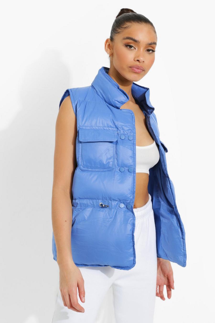 Womens Clothing Jackets Waistcoats and gilets - Save 15% Black Balmain Quilted Belted Gilet in Blue 