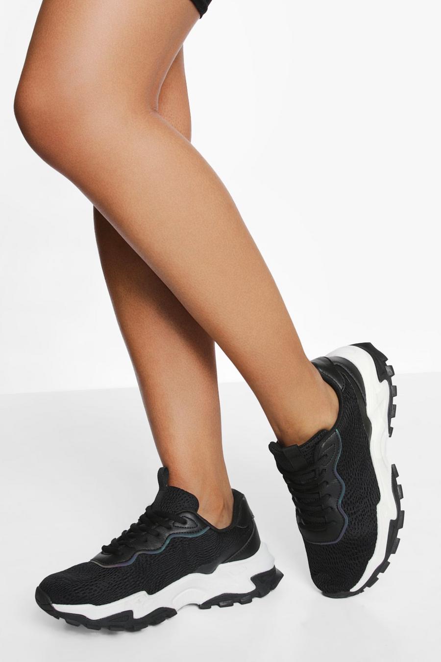 Black Chunky Knitted Sports Trainer image number 1
