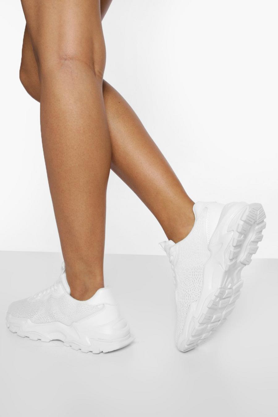 White Chunky Knitted Sports Trainer image number 1