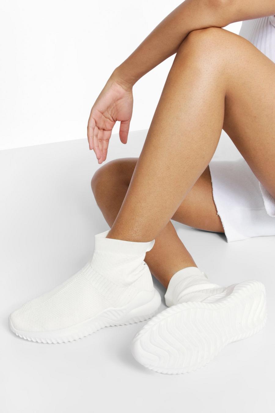 White Woman Script Sock Trainer image number 1