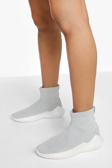 Grey Woman Script Sock Sneakers