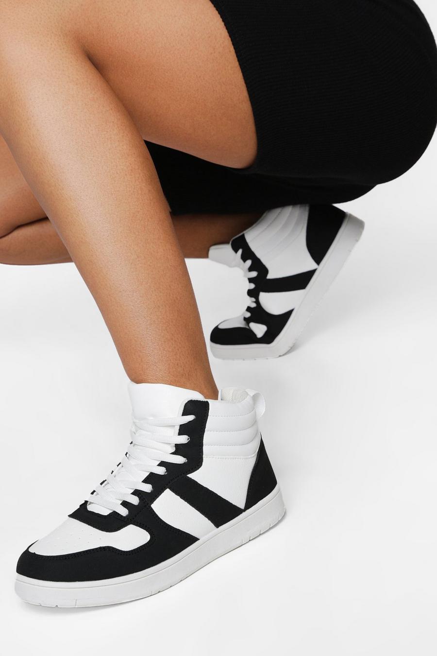 Mono Sporty Panelled High Top Sneakers image number 1