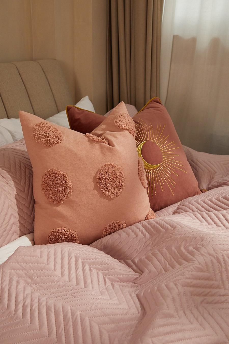 Blush Applique Flower Design Cushion image number 1