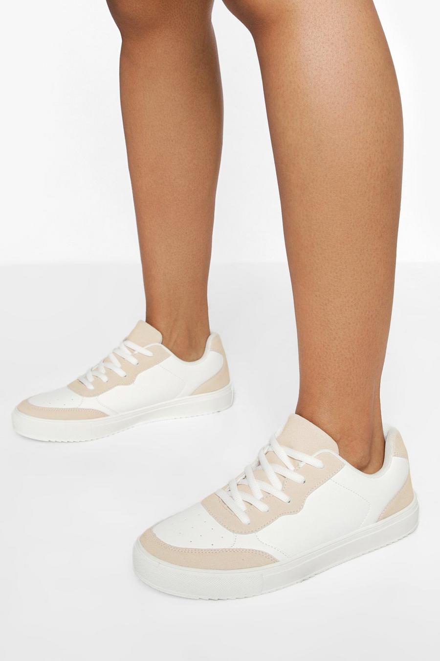 Nude Low Top Lace Up Sneakers image number 1